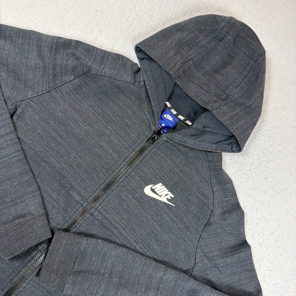 Vintage Nike Hoodie Men's Medium Black Full Zip Jacket Long Sleeve Athletic